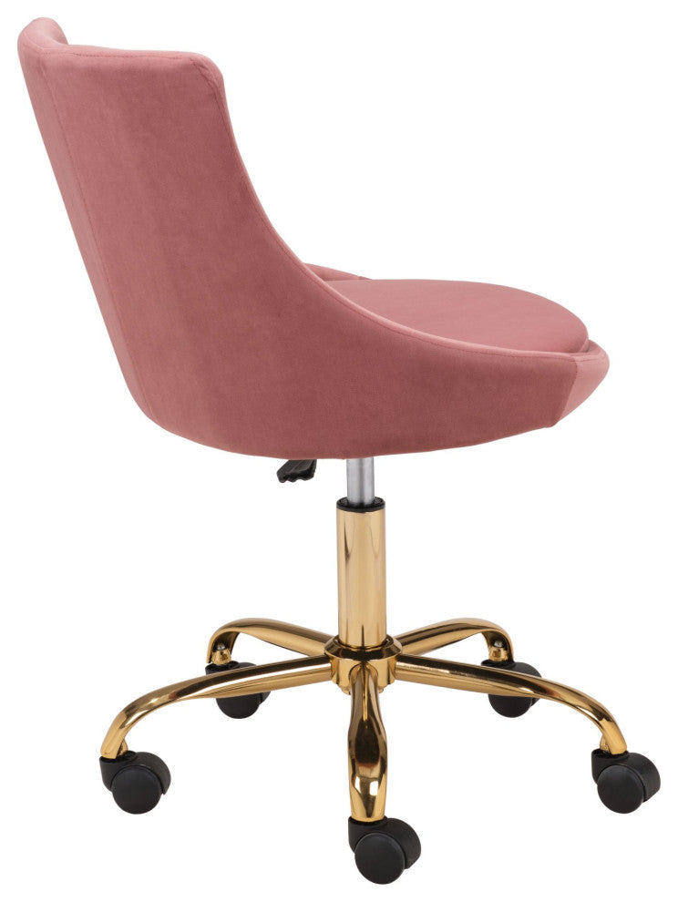 Computer Work Desk Chair, Steel Metal, Fabric, Pink, Gold, Home Business Office
