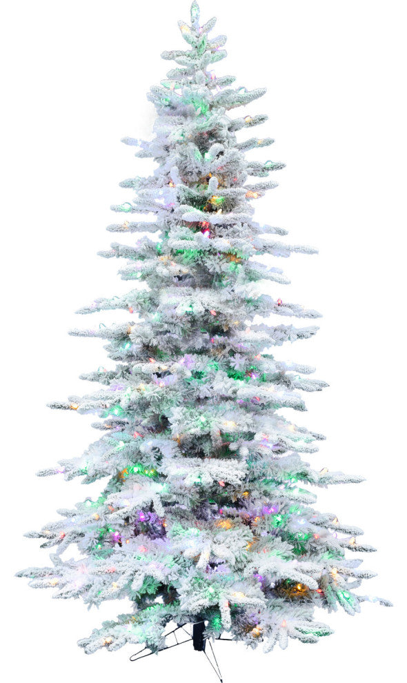 12' Flocked Mountain Pine Christmas Tree With Music