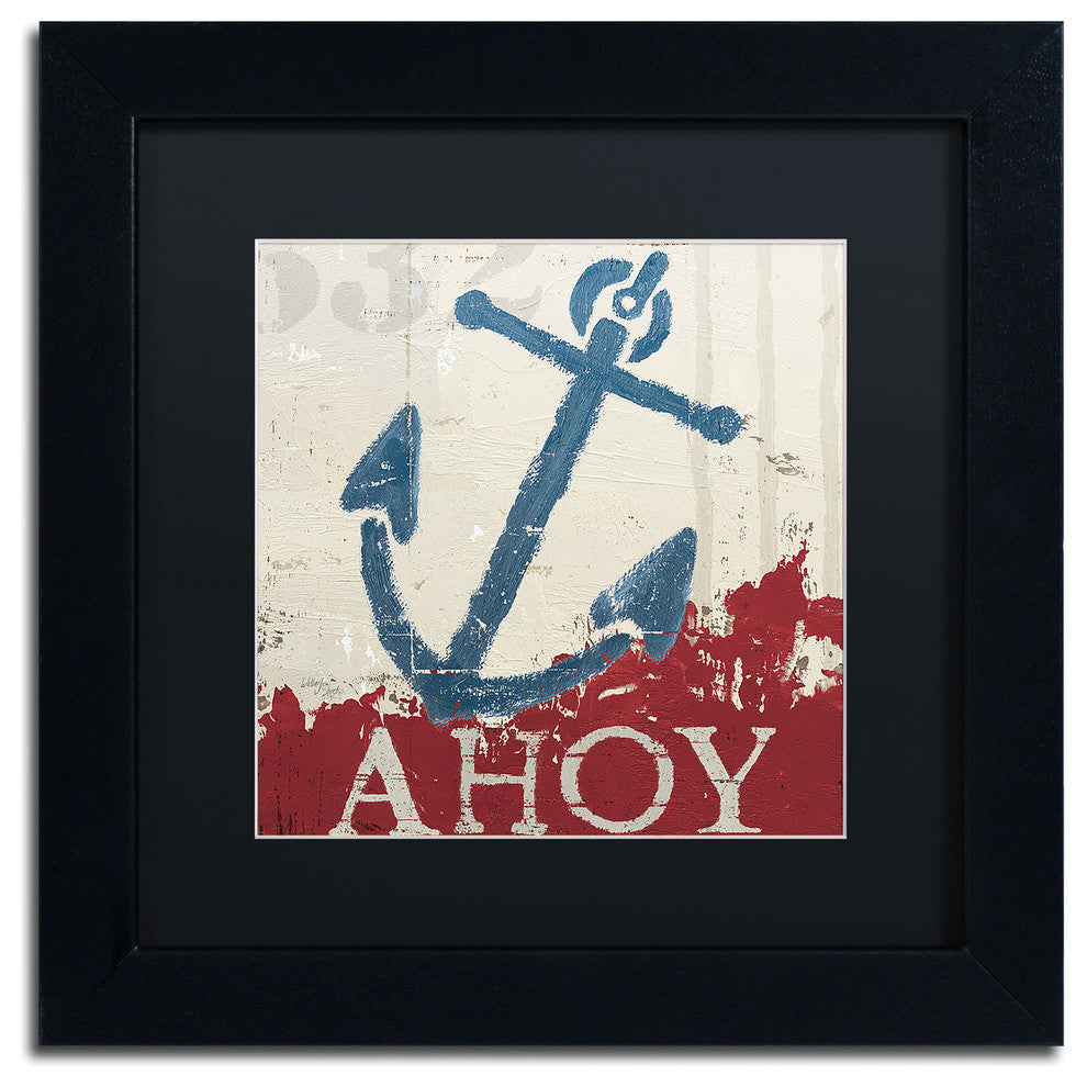 'Nautical IV Red' Matted Framed Canvas Art by Wellington Studio