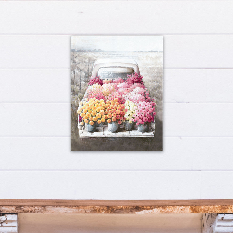 Flower Farm Truck 16x20 Canvas Wall Art