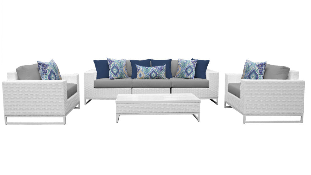 Miami 6 Piece Outdoor Wicker Patio Furniture Set 06e