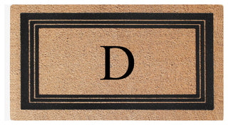 A1HC Natural Coir Monogrammed Triple Border Flock Durable Doormat, 18"x30", D