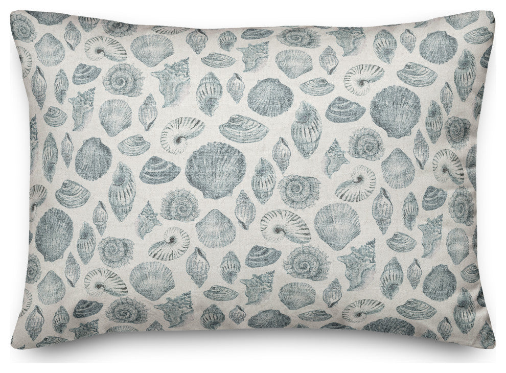 Blue Multi Shell on White 20 x 14 Spun Poly Pillow