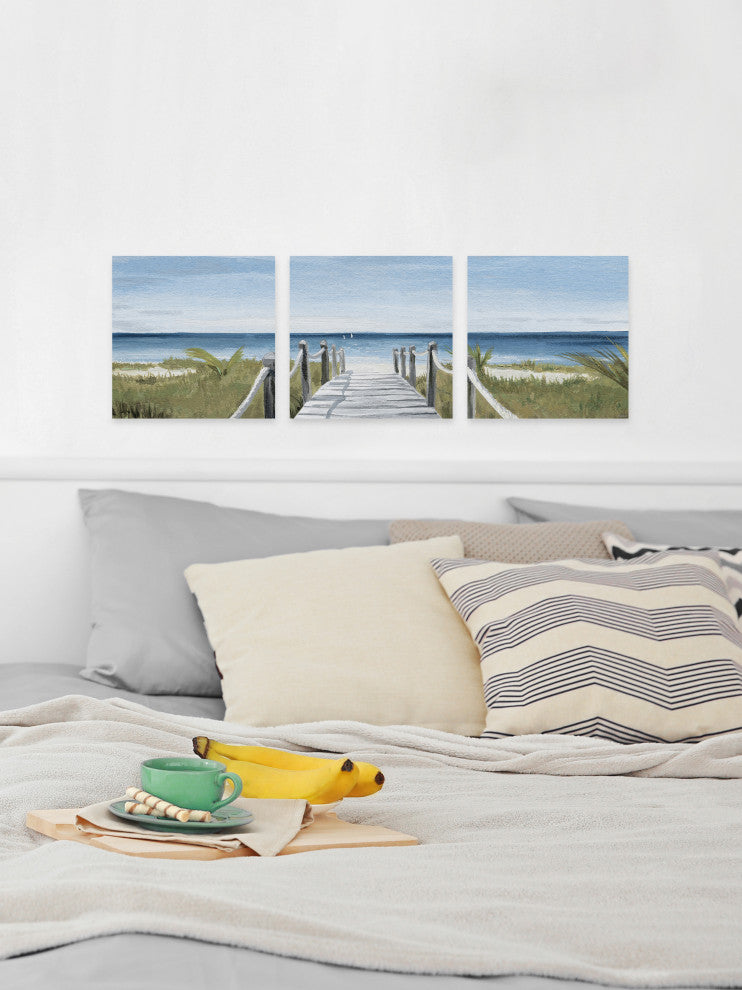 Sweeping Ocean View Triptych, Set of 3, 48x48 Panels