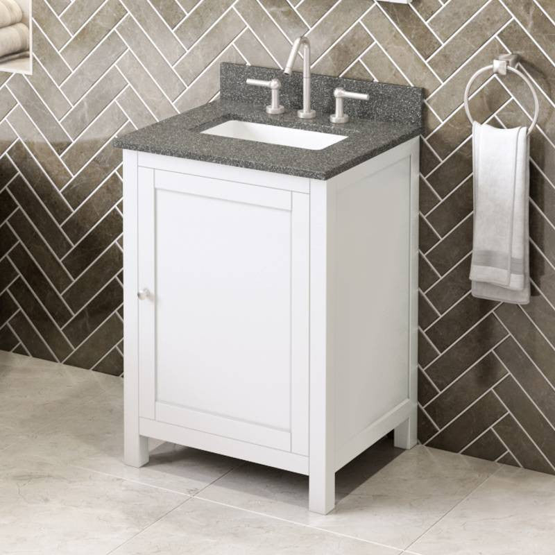 Astoria Transitional 24" White Vanity, Boulder Cultured Marble Vanity Top
