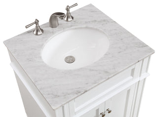Home Living Vanity with Carrara White Marble Countertop, White, 24", Single Sink