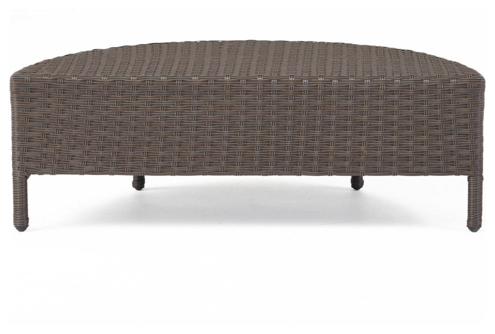 Harper Outdoor Wicker Half-Round Coffee Table, Dark Brown