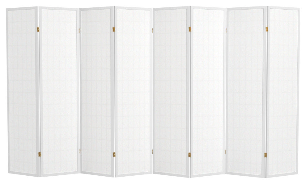 6' Tall Window Pane Shoji Screen, White, 8 Panels