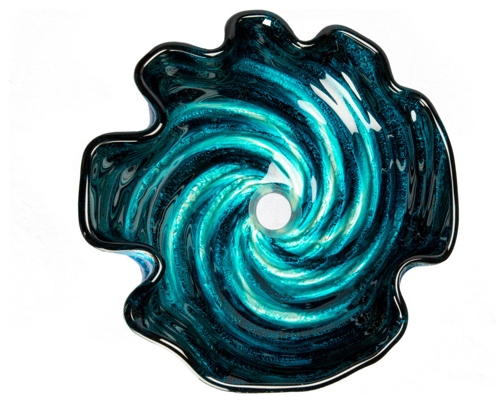 Eden Bath EB_GS37 Carribean Wave Unique Tempered Glass Vessel Sink In Blue