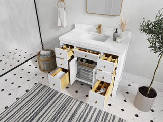 Sonoma 42 Single Sink Reeded Bath Vanity in White 2" Empira White