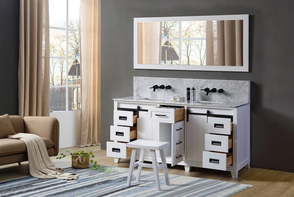 72" Ultimate Premium Chanceton Hybrid Bath and Make Up Vanity, White