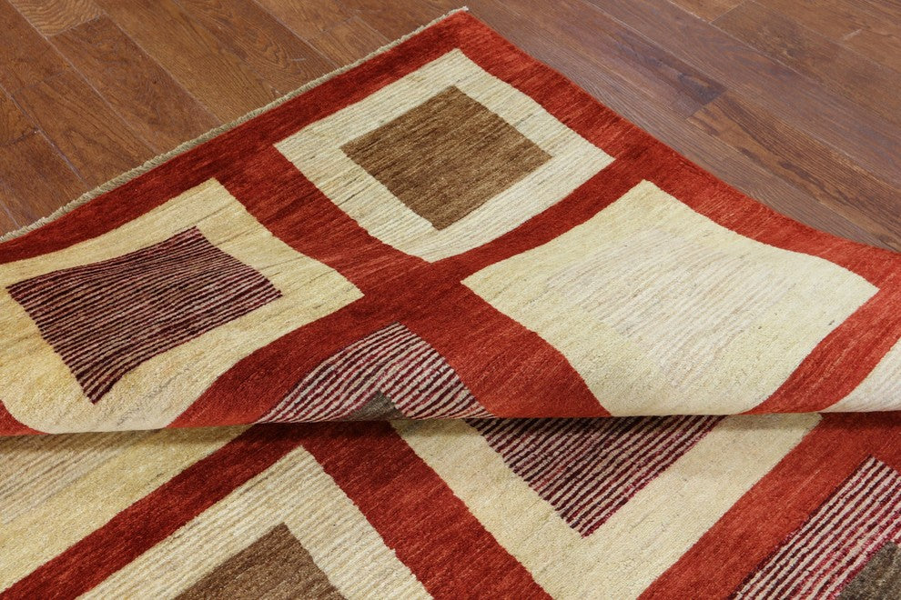 Persian Gabbeh Hand Knotted Oriental Rug 6'x9', P2592