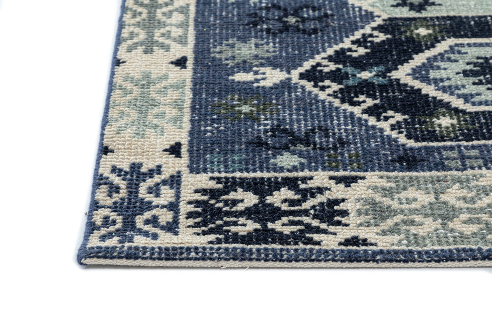 NuStory Wandsworth Amira Hand-Made Geometric Area Rug in Blue