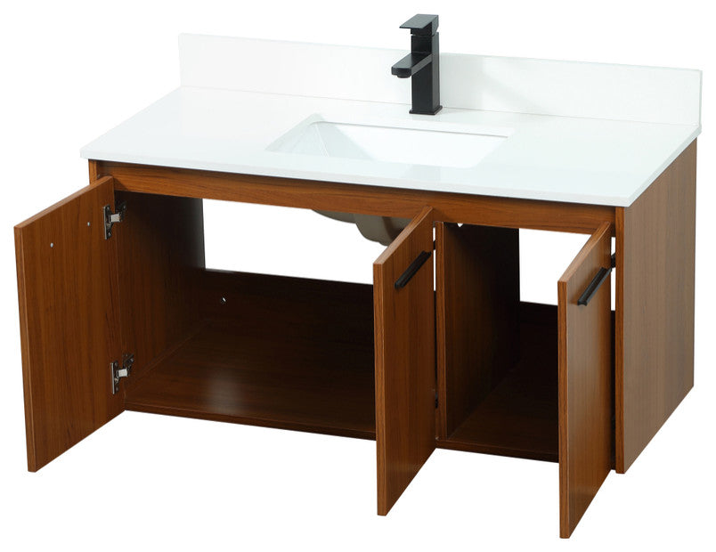 Home Living 40" Single Bathroom Vanity, Teak With Backsplash
