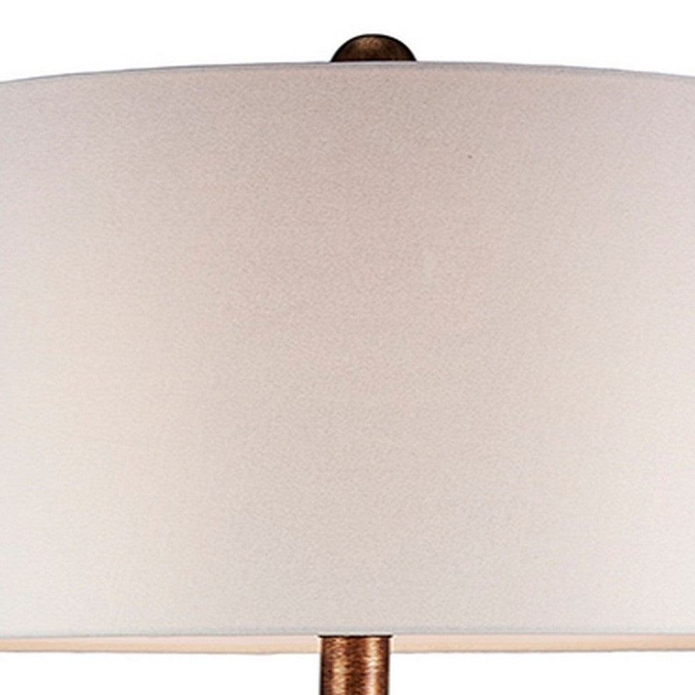 Benzara BM240306 Table Lamp With Curved Paneled Polyresin Base, Bronze