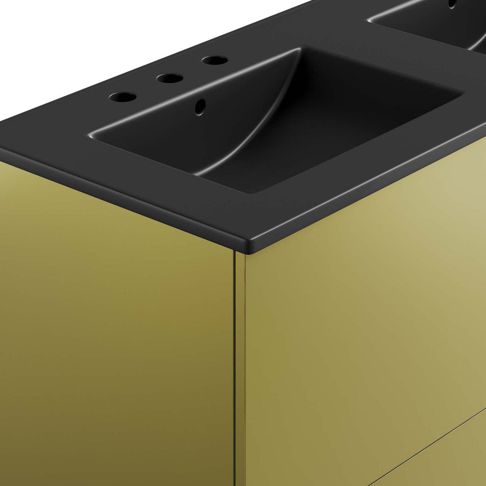 Quantum 48" Double Sink Bathroom Vanity - Black Gold