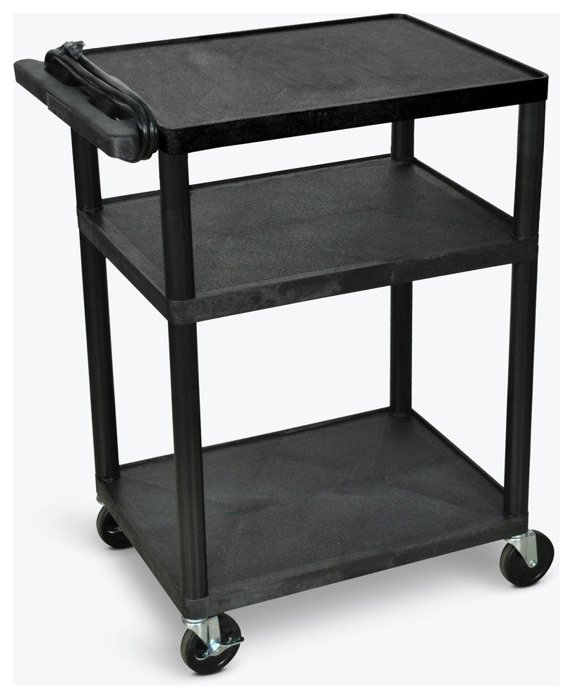 Luxor Endura 3-Shelf Black Presentation Cart, 34"