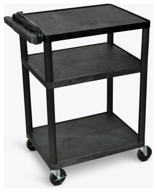 Luxor Endura 3-Shelf Black Presentation Cart, 34"