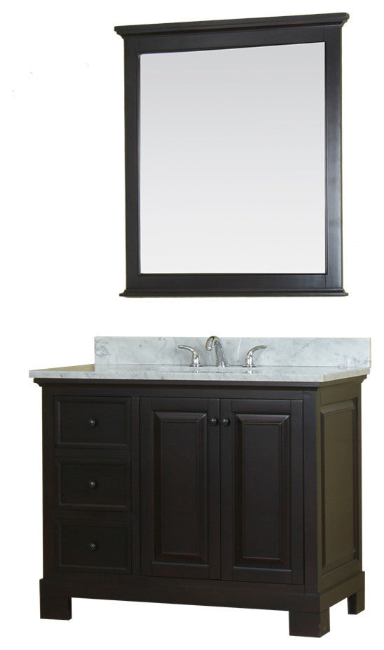 Richmond 42" Bathroom Vanity With Carrera Marble Top and Mirror