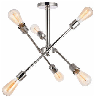 Elegant Lighting LD8003D17 Axel 6 Light 17"W Semi-Flush Ceiling - Polished
