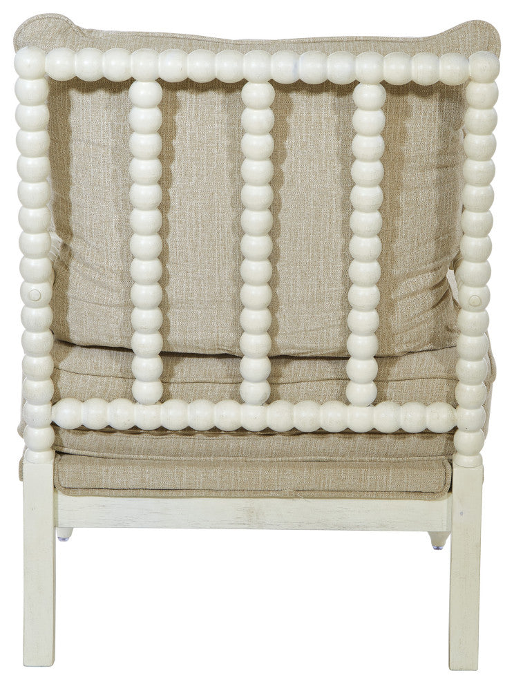 Kaylee Spindle Chair, Linen Fabric With Antique White Frame