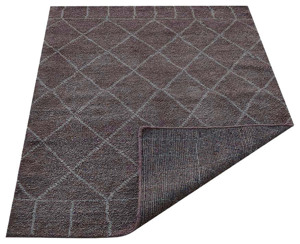 Hand Knotted Silk Area Rug Geometric Beige