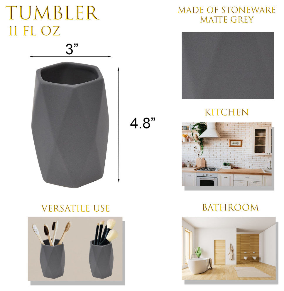 Diamond Bath Tumbler Cup Holder or Toothbrush Holder White, Grey