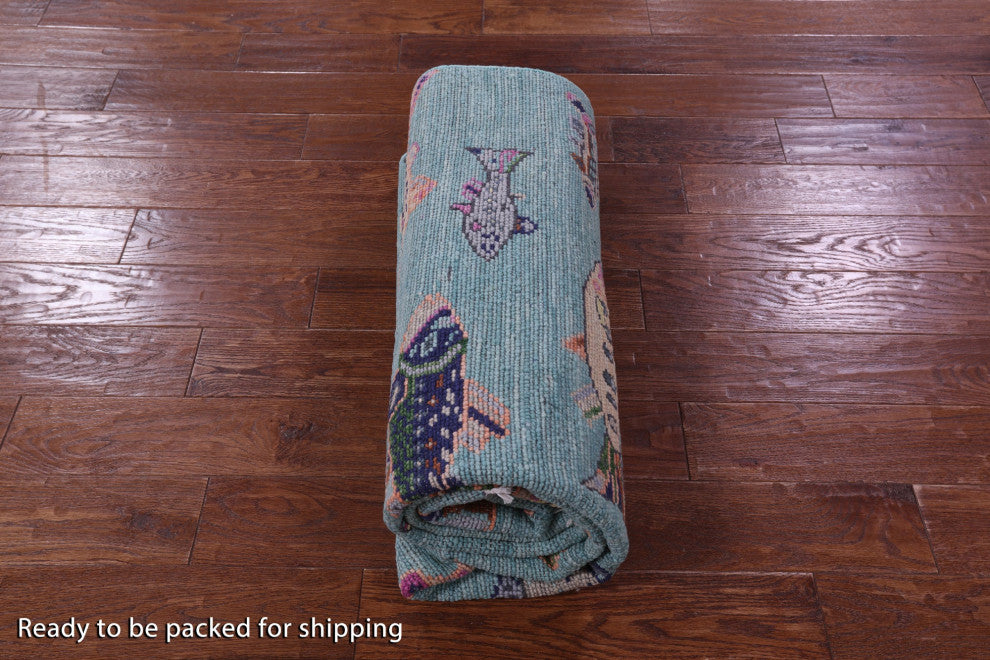 5' 1" X 8' 2" Gabbeh Fish Design Hand-Knotted Wool Rug - Q15349