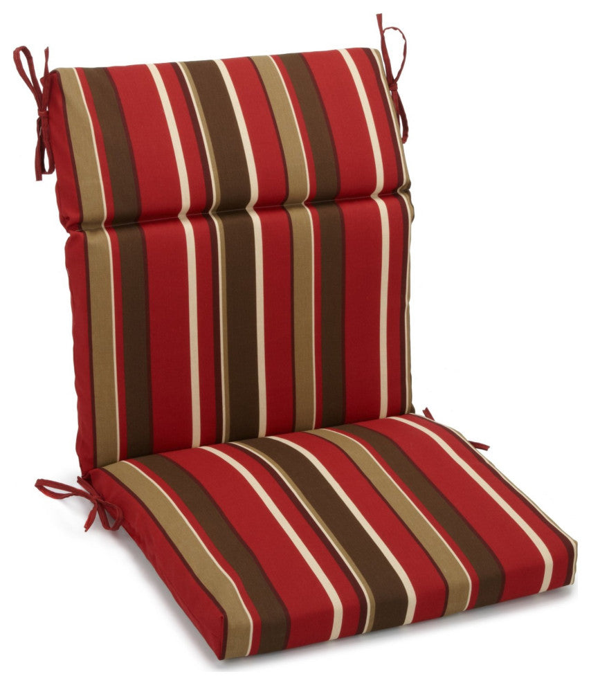 18"X38" Polyester Patterned Outdoor Squared Chair Cushion, Montserrat Sangria