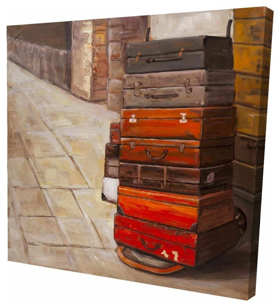 Old Traveling Suitcases, Fine Art Gallery Wrapped Canvas, 24"x24"