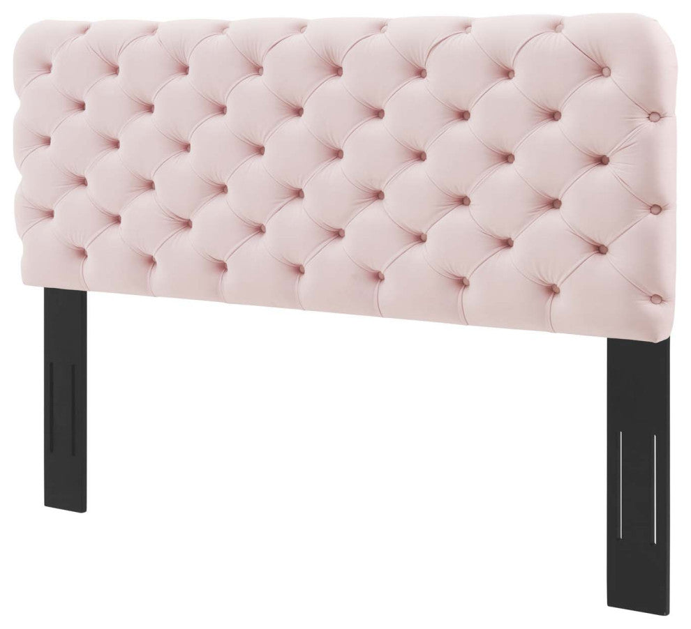 Tufted Headboard, Twin Size, Velvet, Pink, Modern Contemporary, Bedroom Master