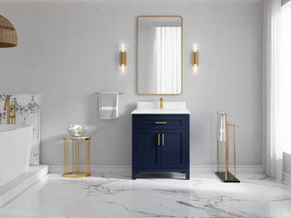 Cambridge 30 Single Sink Bath Vanity in Hale Navy Blue 1.5" White Quartz