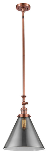 X-Large Cone 1-Light Mini Pendant, Antique Copper, Plated Smoke