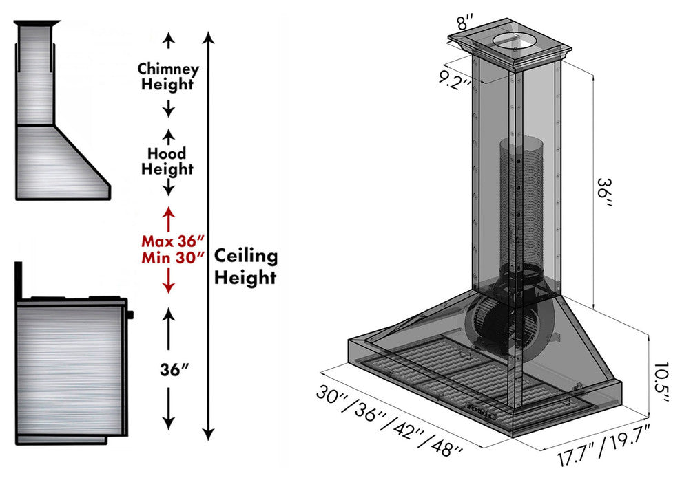 ZLINE 48" Ducted Vent Designer Series Wall Mount Range Hood