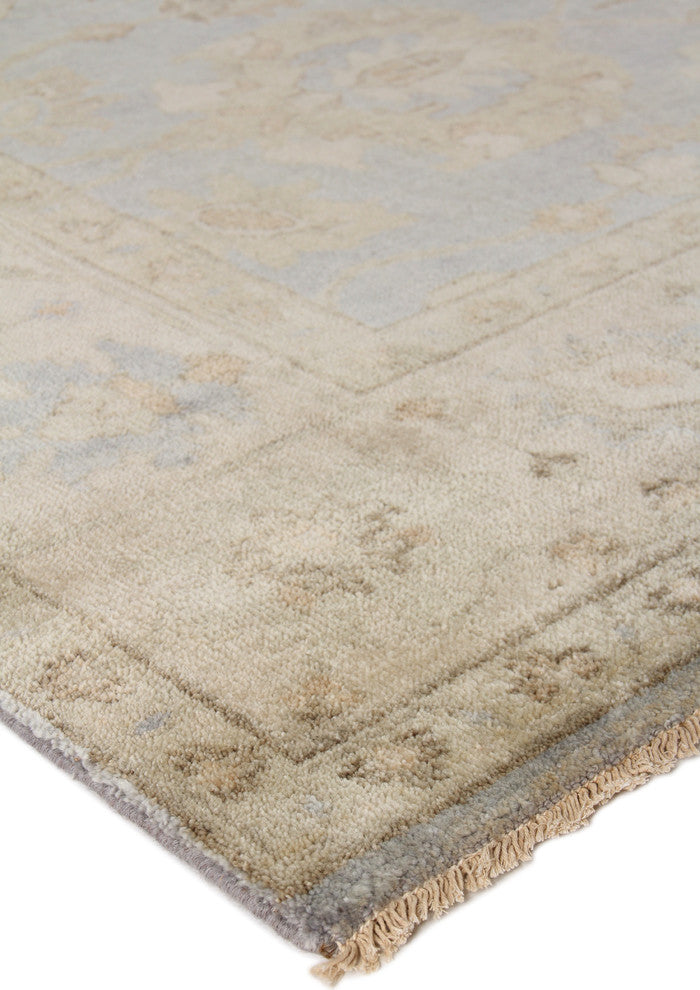 Antique Weave Oushak Hand-Knotted New Zealand Wool Blue/Ivory Area Rug, 8'x10'