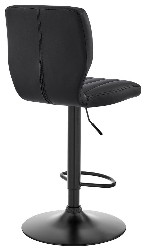 Bardot Adjustable Faux Leather Swivel Bar Stool, Black