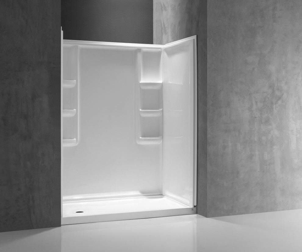 ANZZI Vasu 60"x36"x74" DIY Friendly Alcove Shower Surround, White