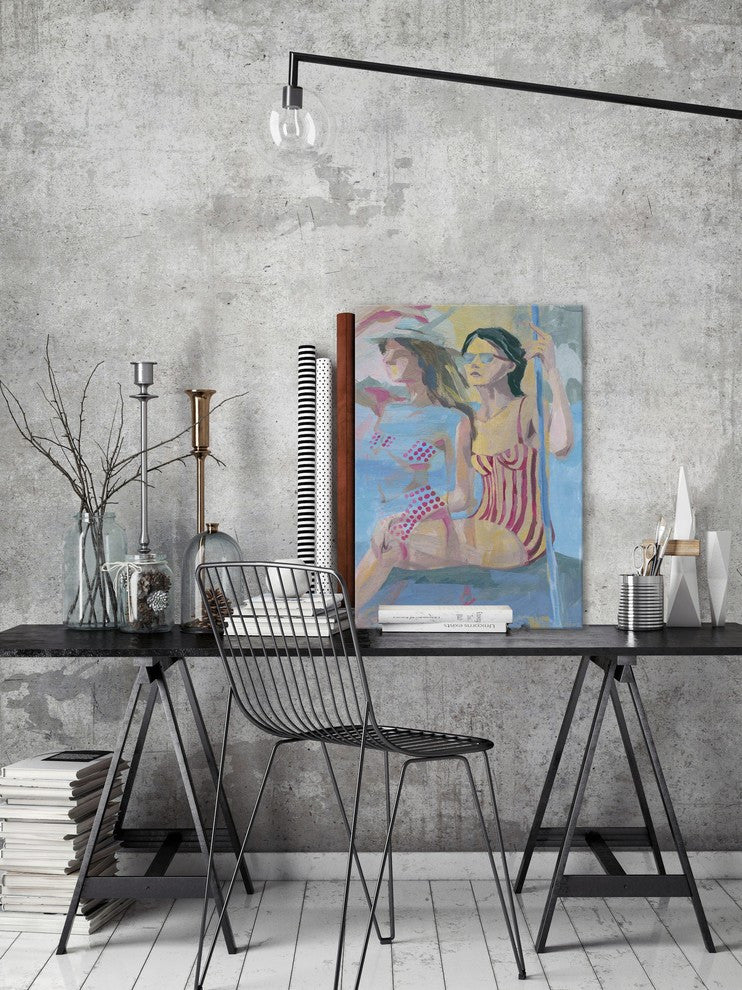 "Dots and Stripes" Painting Print on Wrapped Canvas, 40"x60"