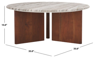 Safavieh Couture Lauresse Marble Coffee Table, Walnut/Grey