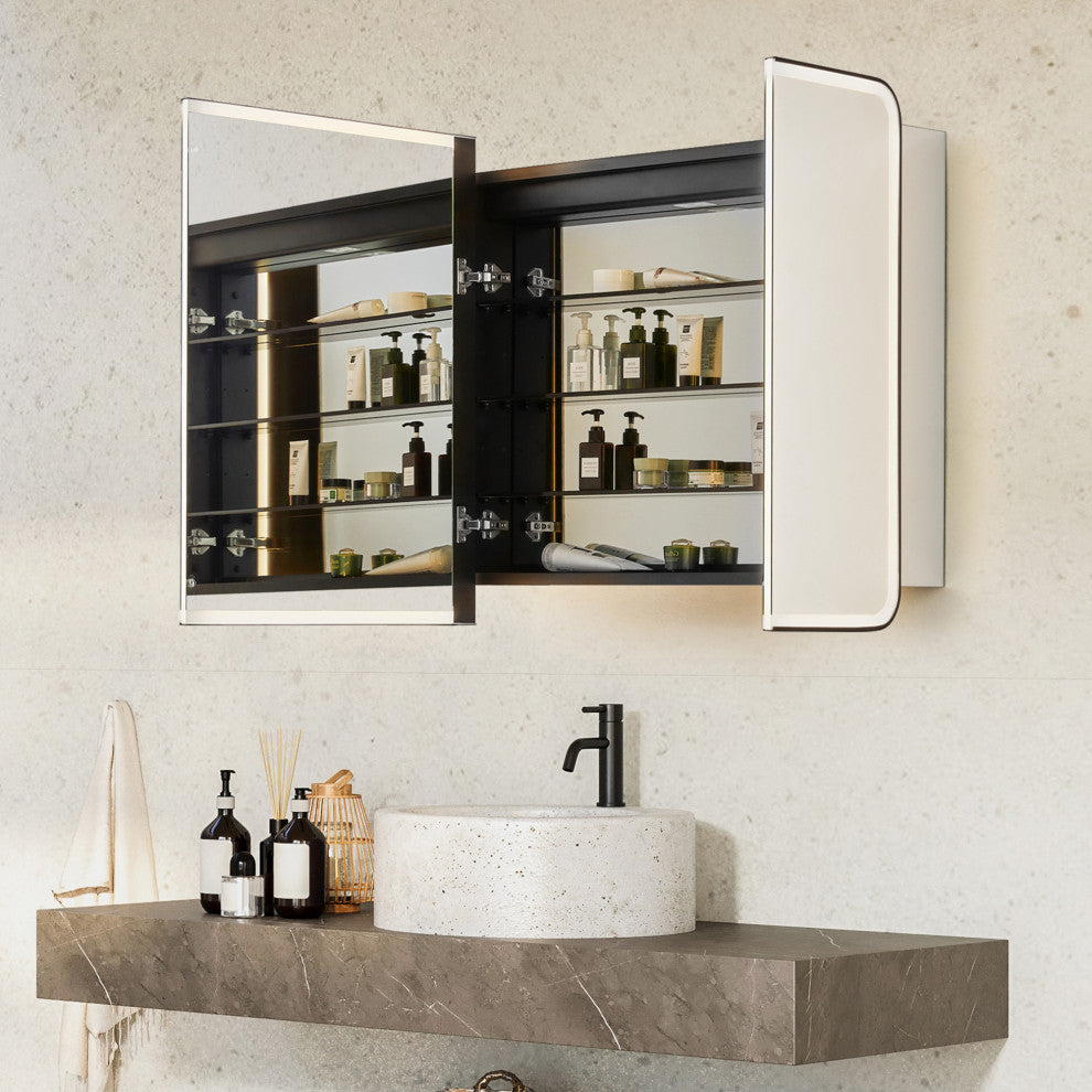 Ostaria Surface-Mount/Reccessed LED Lighted Bathroom Medicine Cabinet, 48"