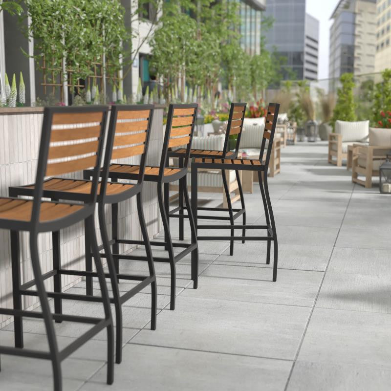 Lark Commercial Grade Outdoor Bar Height Stool, Teak