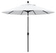 9'' Matted Black Push-Button Tilt Crank Aluminum Umbrella, White Olefin