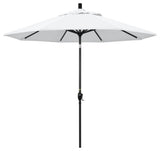 9' Matted Black Push-Button Tilt Crank Aluminum Umbrella, White Olefin