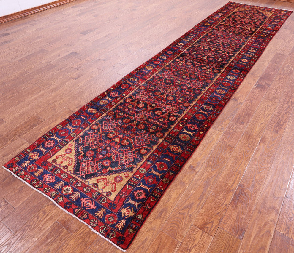 New Runner Persian Hamadan Wool Rug 3' 5" X 14' 7" - S1706