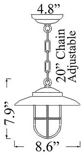 Nautical Ceiling Light (Indoor / Outdoor / Solid Brass), Polished Chrome