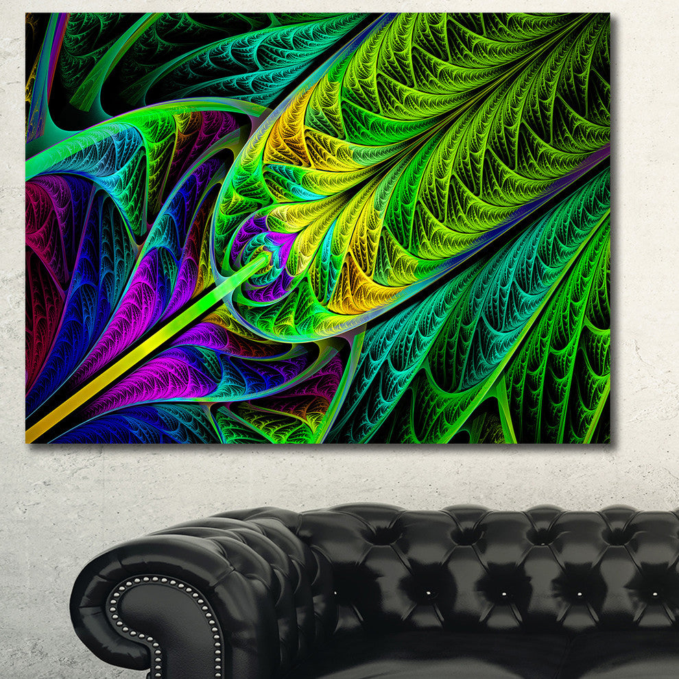Green Stained Glass Texture, Oversized Abstract Canvas Art Print, 60x40