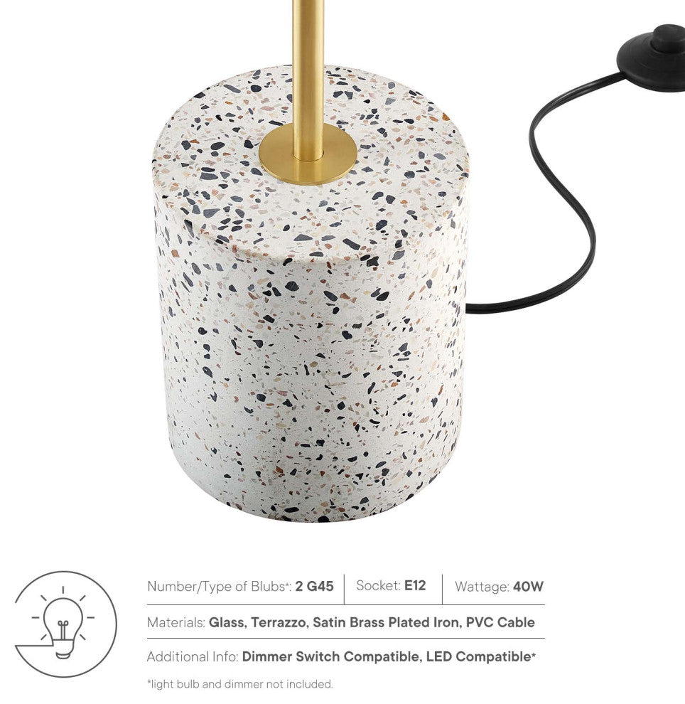 Floor Lamp Light, Gold, Glass, Modern, Mid Century Cafe Bistro Hospitality