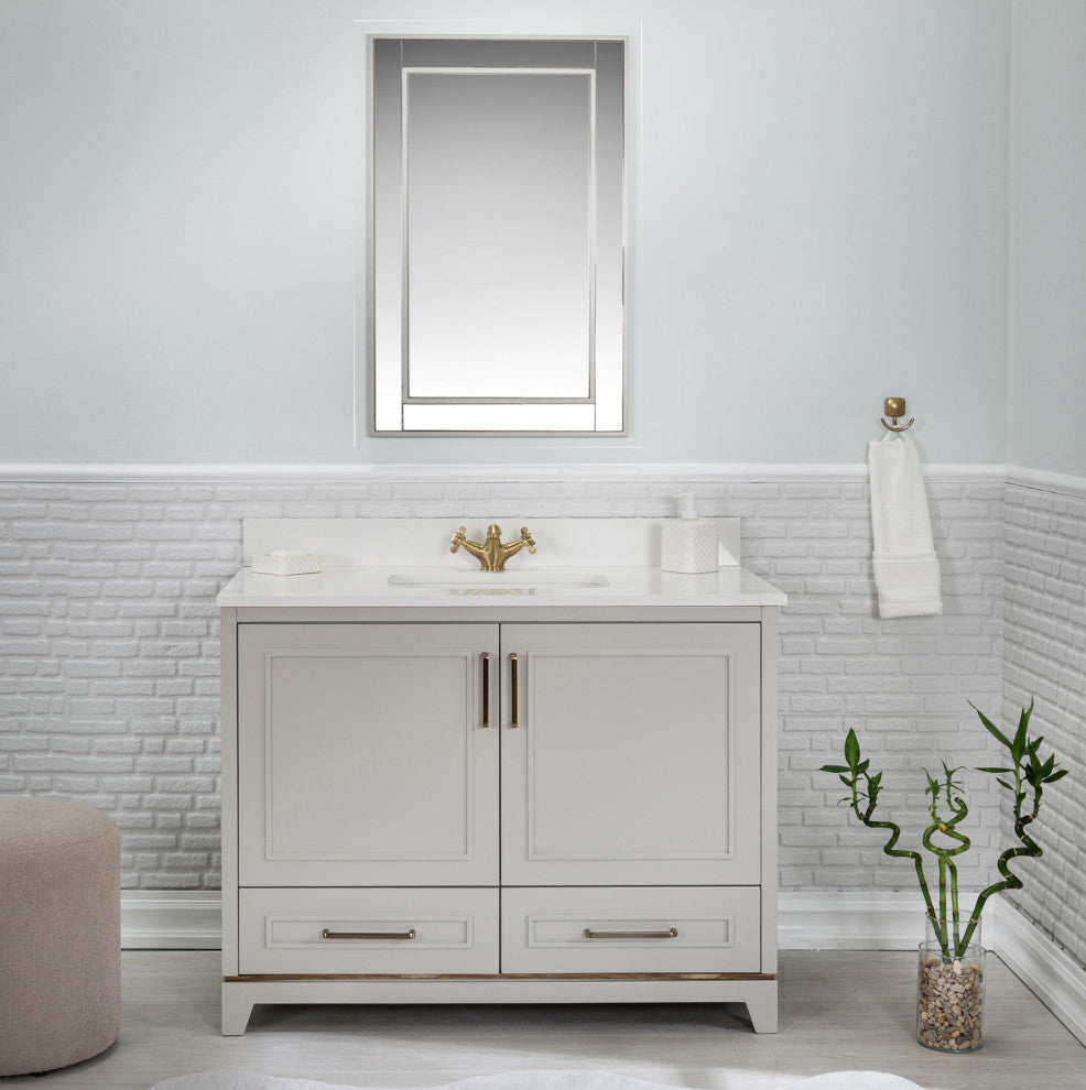 Albia Collection 42" Bathroom Vanity With Sink, Mirror, Countertop, Gray