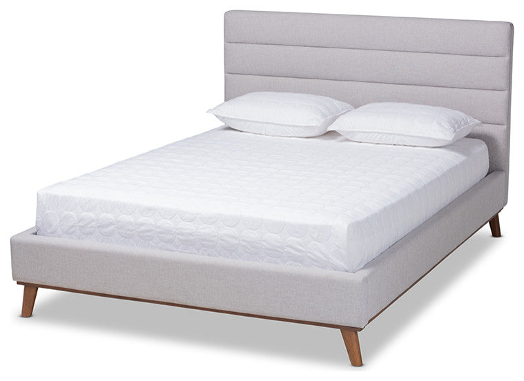 Erlend Mid-Century Modern Grayish Beige Queen Size Platform Bed