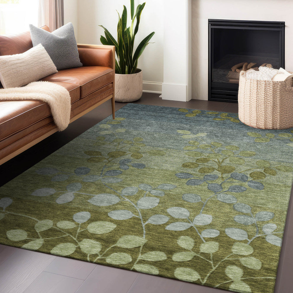 Machine Washable Indoor/Outdoor Chantille ACN1900 Olive 2'6" x 3'10" Rug